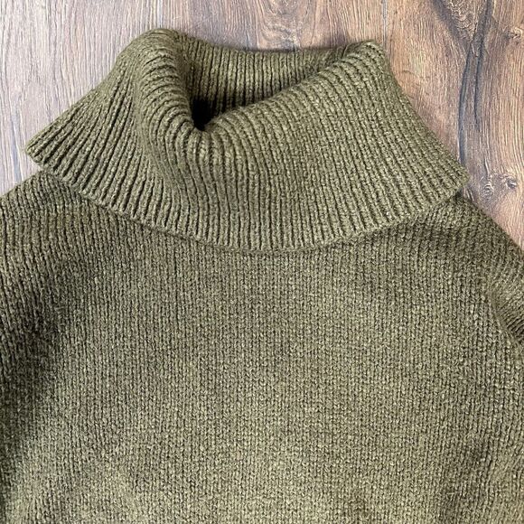 Banana Republic Chunky Cowl-Neck Cropped Sweater In Olive Size XS - Picture 3 of 5